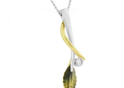 18ct Green and White Gold Bi-Colour Sapphire and Diamond Pendant