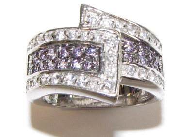 14ct White gold cubic zirconia wrap-over ring