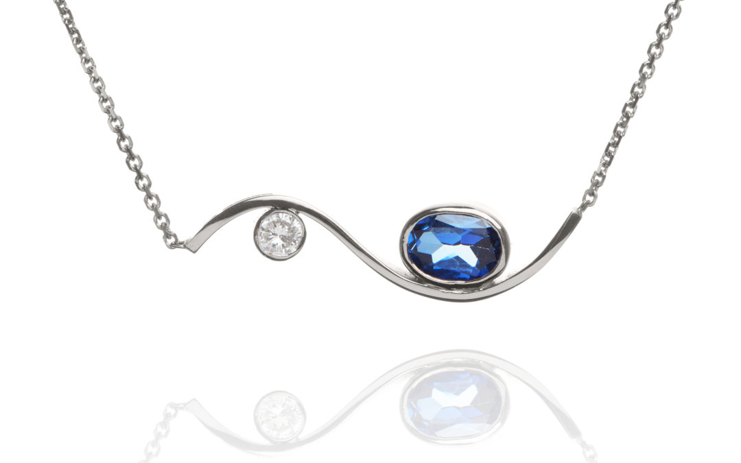 18ct white gold sapphire and diamond necklace