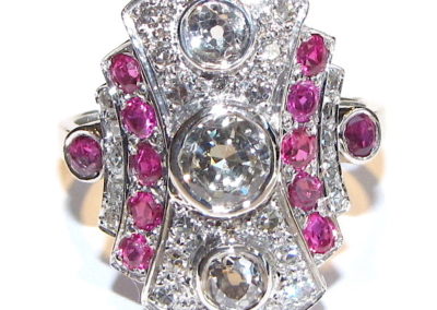 Art deco style ruby and diamond ring