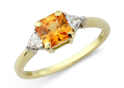 18ct yellow and white gold mandarin garnet and diamond ring