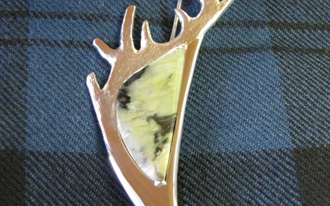 silver kiltpin with scottish marble