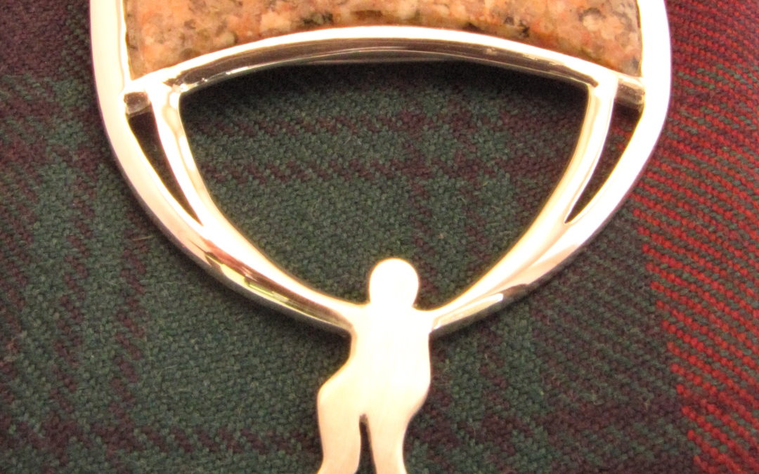 Silver paraglider kilt pin