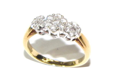 18ct yellow and white gold 21 stone diamond ring