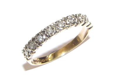 9ct yellow and white gold 9 stone diamond ring