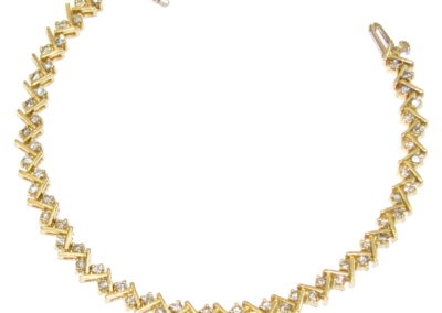 14ct yellow gold and diamond herringbone design bracelet