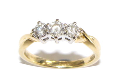 18ct yellow and white gold 3 stone diamond ring