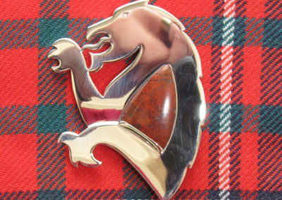 Silver lion rampant kilt pin