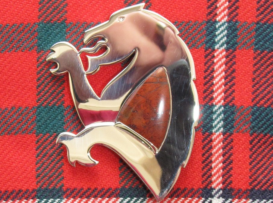 Silver lion rampant kilt pin