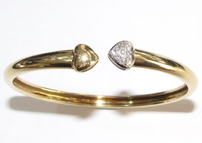 18ct yellow and white gold diamond bangle