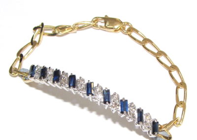 18ct yellow and white gold sapphire and diamond bracelet
