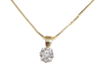 18ct yellow and white gold single stone diamond pendant