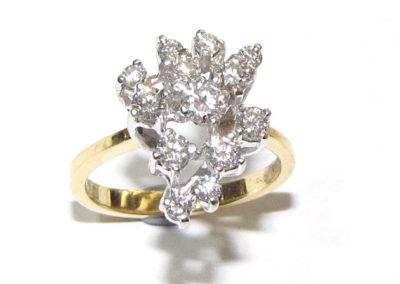 18ct yellow and white gold 13 stone diamond ring