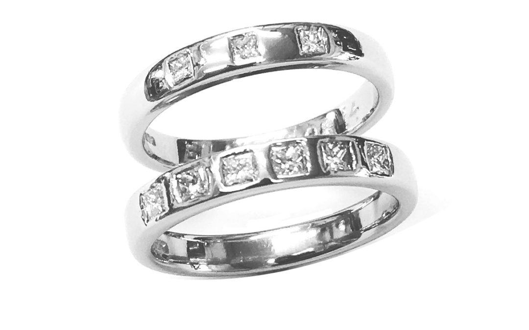 18ct white gold wedding and eternity rings