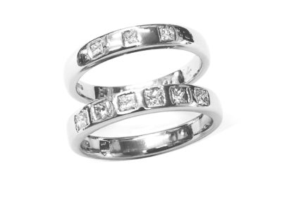 18ct white gold wedding and eternity rings