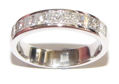 18ct White Gold and Princess Cut Diamonds Half Eternity Ring