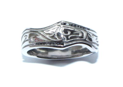 Tribal black diamond wedding ring