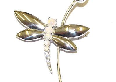 Opal dragonfly brooch