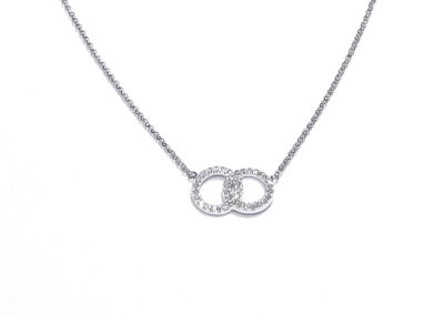 9ct White Gold Diamond Double Circle Pendant