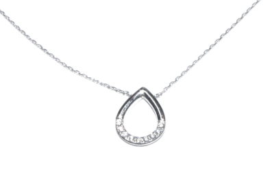 9ct White Gold Diamond Teardrop Pendant