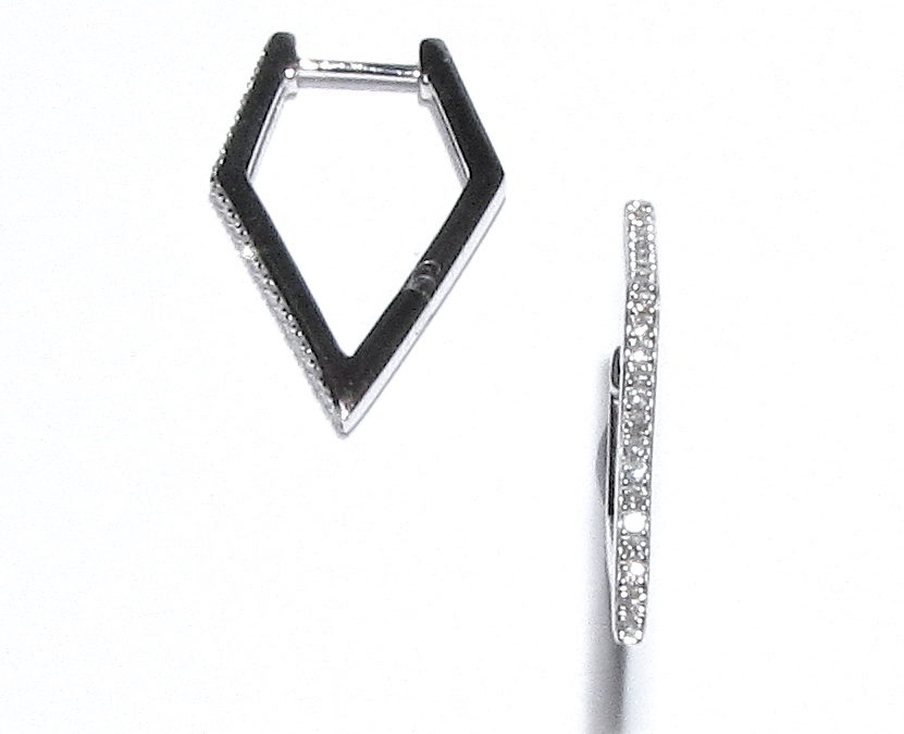 9ct White Gold Geometric DIamonds Hoops