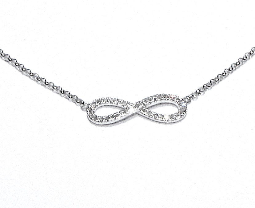 9ct White Gold Diamond Infinity Pendant