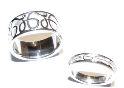 White gold initials wedding rings