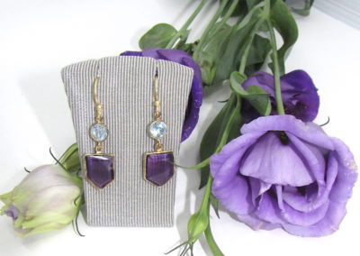 Silver / gold plated amethyst and topaz earrings