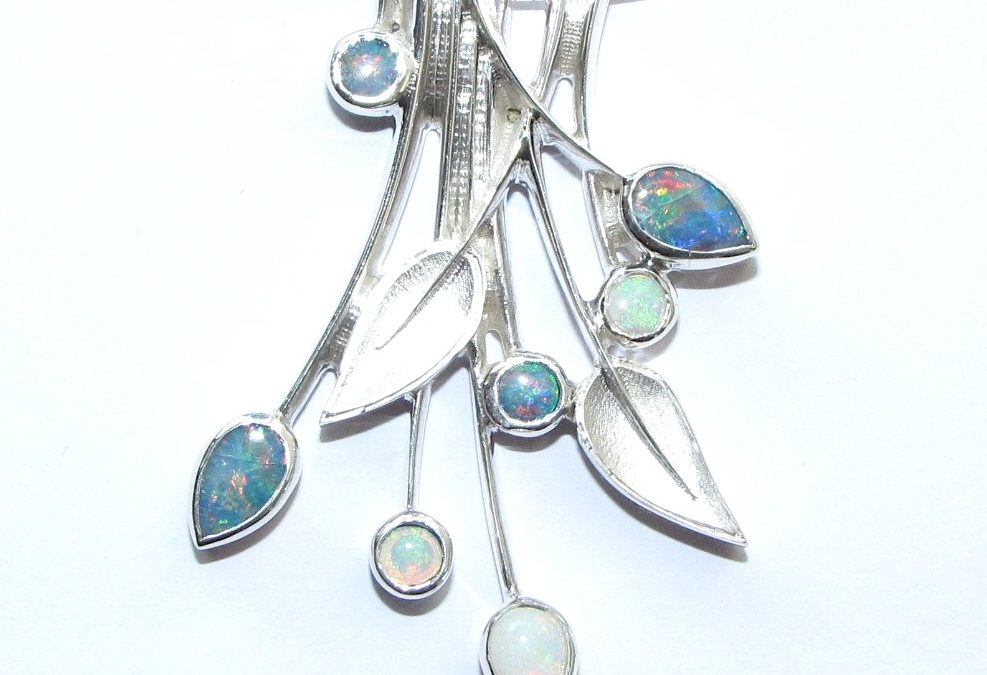 Silver and opal pendant