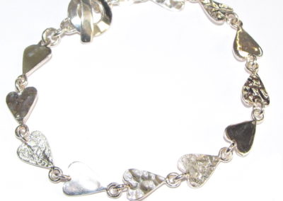 silver textured hearts bracelet