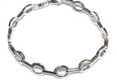 Silver oval and bar link bracelet