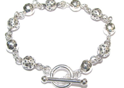 Silver textured ball bracelet