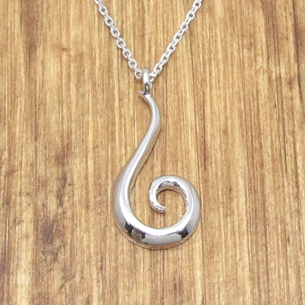 9ct white gold spiral pendant