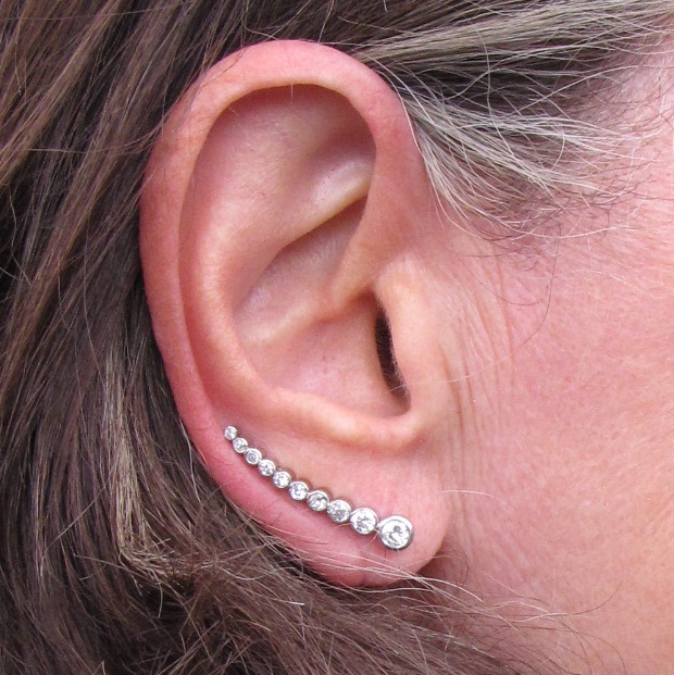 18ct white gold diamond ear climbers
