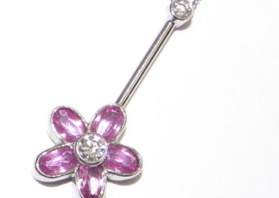 pink sapphire and diamond flower pendant