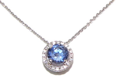 18ct white gold sapphire and diamond pendant