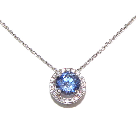 18ct white gold sapphire and diamond pendant