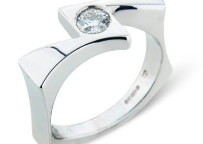 18ct white gold square shank diamond ring