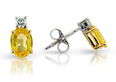 18ct yellow and white gold yellow sapphire and diamond earrings