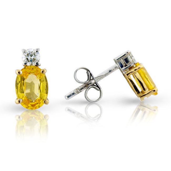 18ct yellow and white gold yellow sapphire and diamond earrings