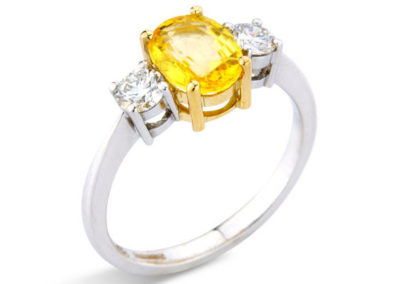 18ct yellow and white gold yellow sapphire and diamond ring