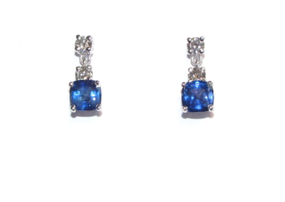 18ct white gold diamond and sapphire drop earrings