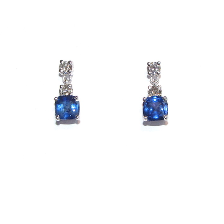 18ct white gold diamond and sapphire drop earrings