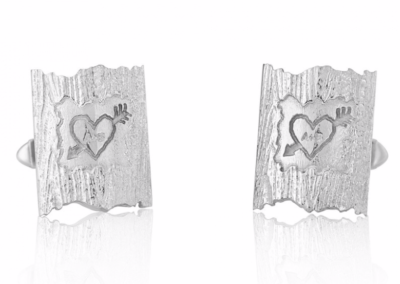 silver carved tree cufflinks