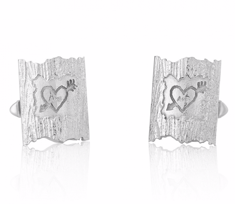 silver carved tree cufflinks