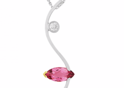 18ct white and rose gold pink spinel and diamond pendant