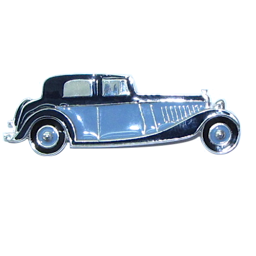 silver enamelled car brooch