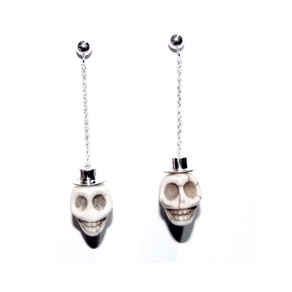 Silver skull earrings