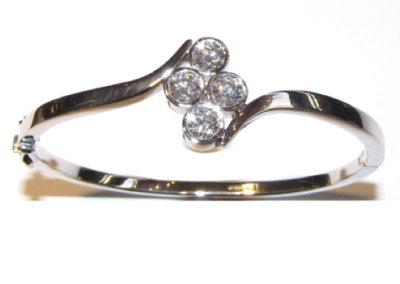 White gold 4 stone diamond bangle