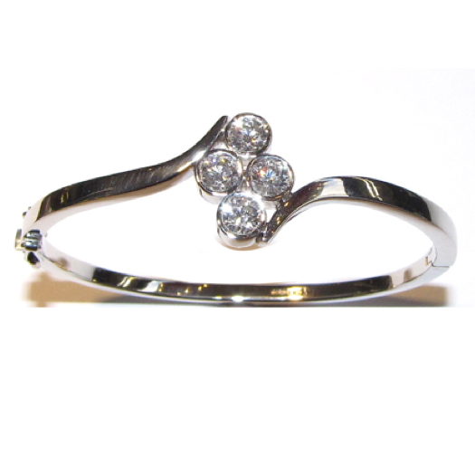 White gold 4 stone diamond bangle